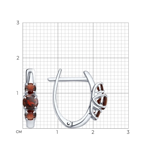 Серьги из серебра 925 пробы с гранатами