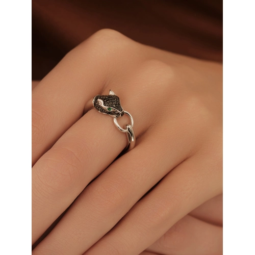 Кольцо (585 б) изумруд, черный бриллиант