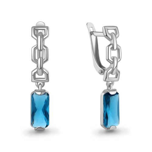 Серьги из серебра 925 пробы с искусственным топазом London Blue