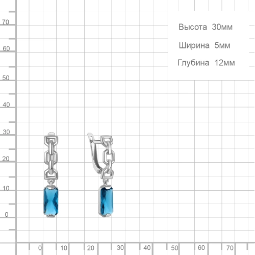 Серьги из серебра 925 пробы с искусственным топазом ЛОНДОН