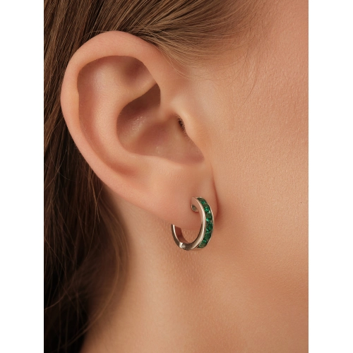 Серьги из сереба 925 пробы с выращенными изумрудами