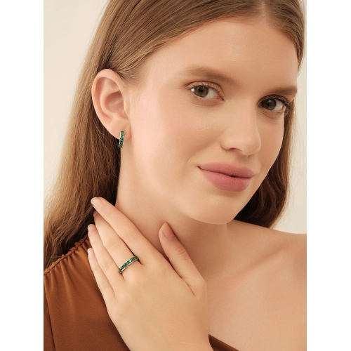 Серьги из сереба 925 пробы с выращенными изумрудами