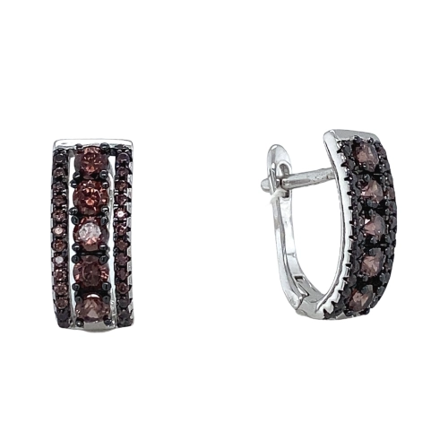 Серьги из серебра 925 пробы с цветными цирконами