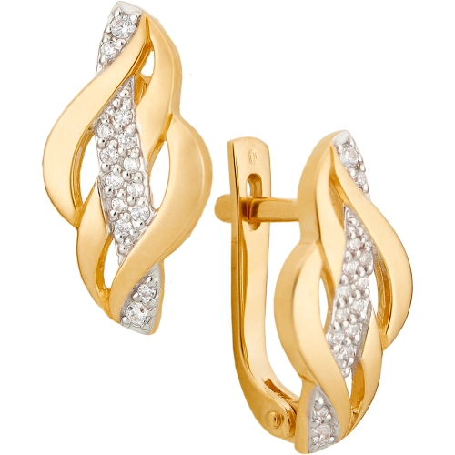 Серьги из золота 585 пробы с фианитами