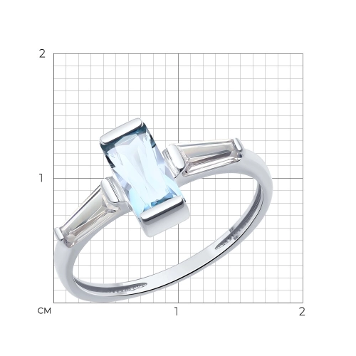 Кольцо из белого золота с топазами и фианитами