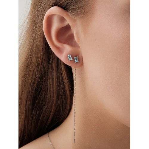 Серьги пусеты из белого золота 585 пробы с топазами