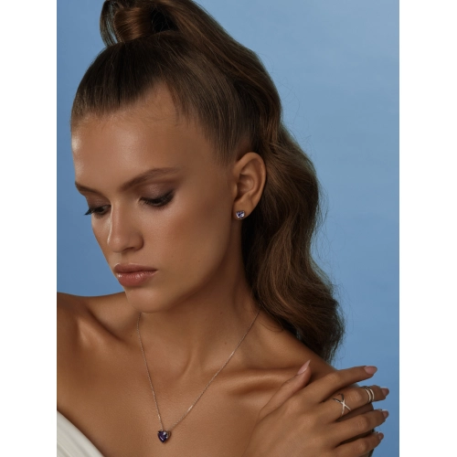 Колье из серебра 925 пробы с цветными фианитами