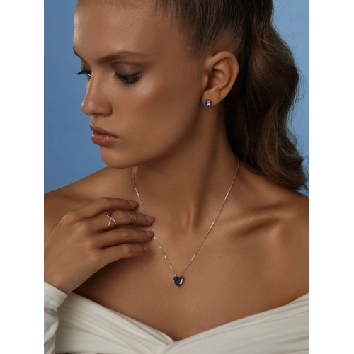 Колье из серебра 925 пробы с цветными фианитами