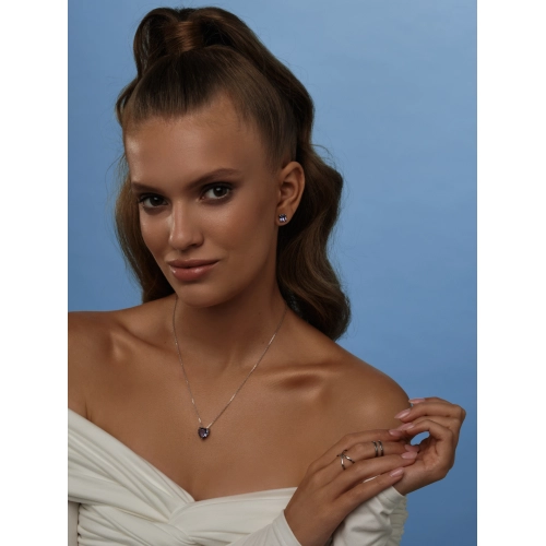 Колье из серебра 925 пробы с цветными фианитами