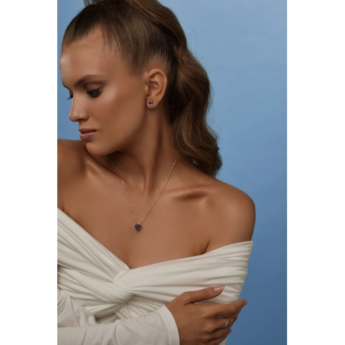 Колье из серебра 925 пробы с цветными фианитами