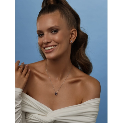 Колье из серебра 925 пробы с цветными фианитами