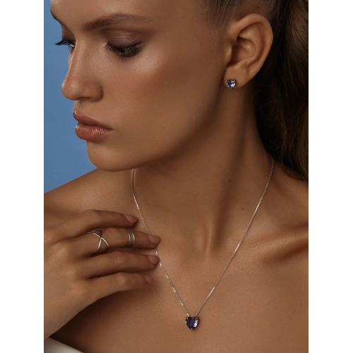 Колье из серебра 925 пробы с цветными фианитами