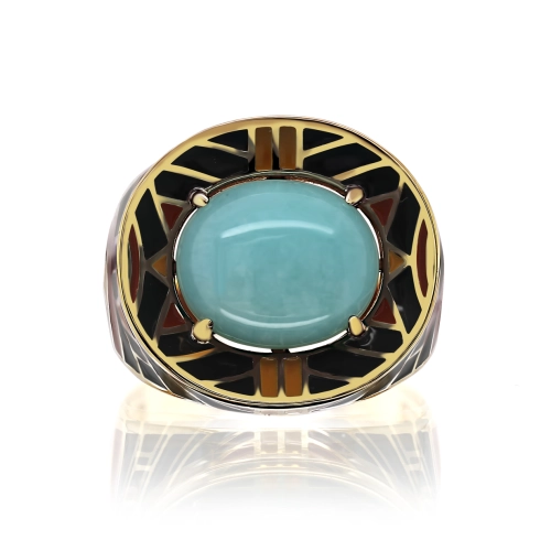 Кольцо (925 п) амазонит, эмаль