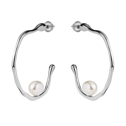 Серьги пусеты из серебра 925 пробы с жемчугом