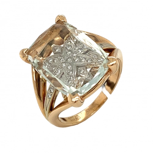 Кольцо (585) аметист зеленый, бриллиант