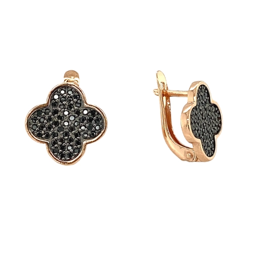 Серьги из серебра 925 пробы с позолотой, с цветными фианитами