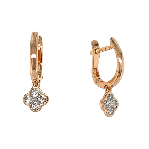 Серьги из серебра 925 пробы с позолотой, сфианитами