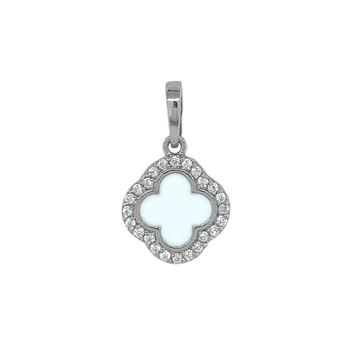 Подвеска из серебра 925 пробы с эмалью и фианитами