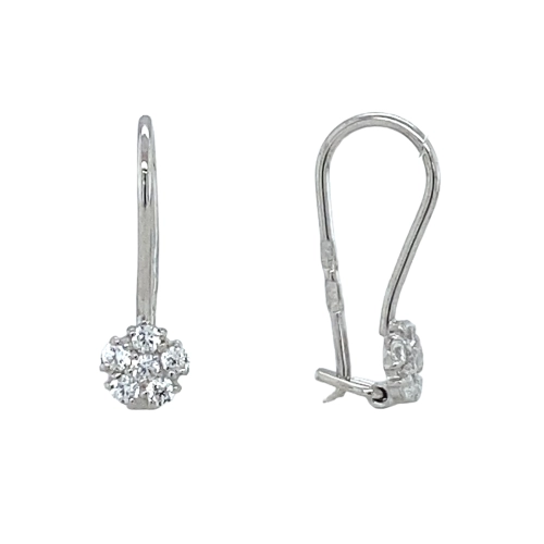 Серьги петельки из серебра 925 пробы с фианитами