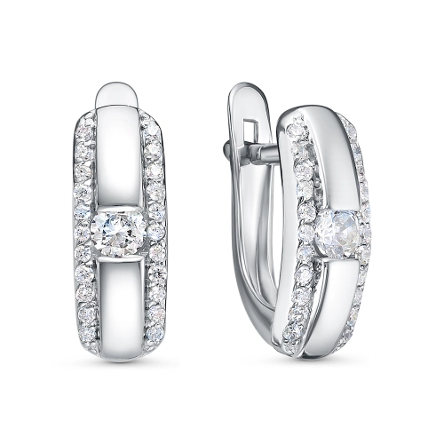 Серьги из серебра 925 пробы с фианитами