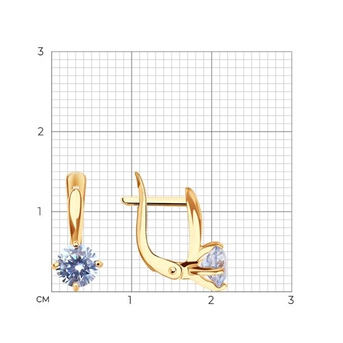 Серьги из золота 585 пробы с цветными фианитами