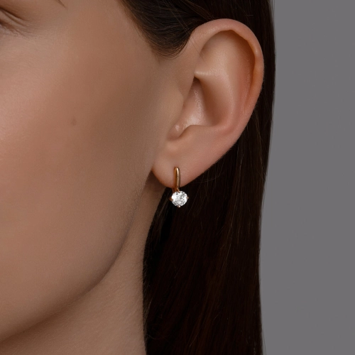 Серьги из золота 585 пробы с цветными фианитами