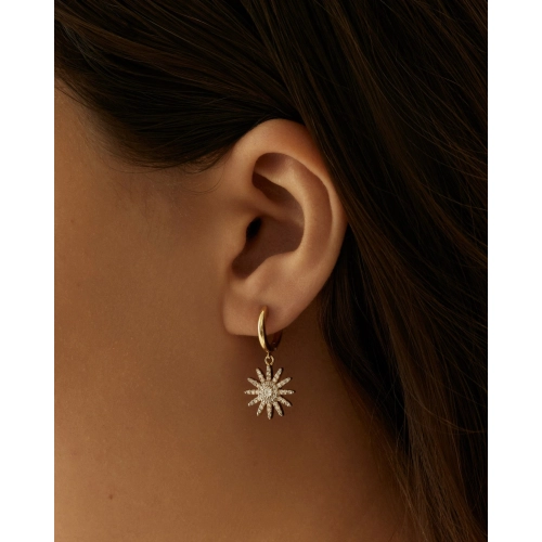 Серьги из желтого золота 585 пробы с фианитами