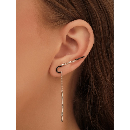 Серьги пины из серебра 925 пробы с цветными фианитами