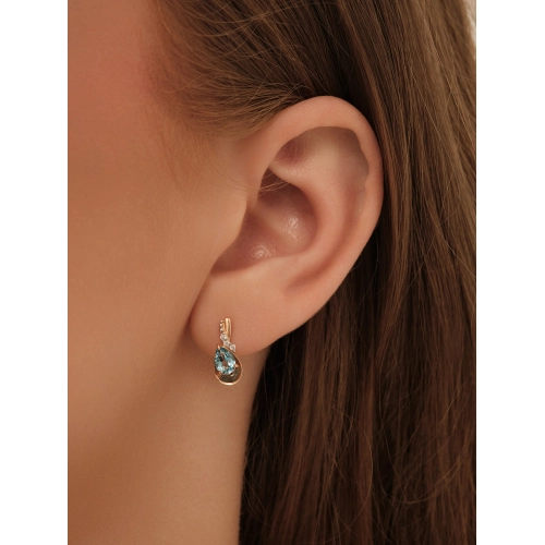 Серьги из золота 585 пробы с топазами и фианитами