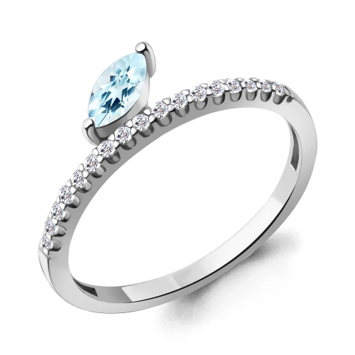 Кольцо из серебра 925 пробы с топазом и фианитами