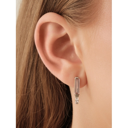 Серьги из серебра 925 пробы с искусственным морганитом и фианитами