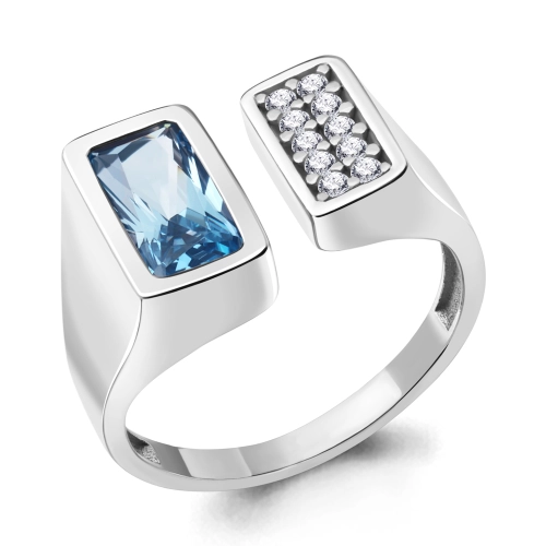 Кольцо из серебра 925 пробы с искусственным топазом и фианитами