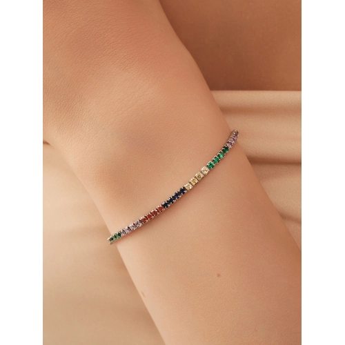 Браслет из серебра 925 пробы с цветными цирконами