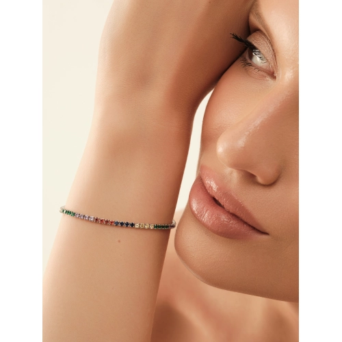 Браслет из серебра 925 пробы с цветными цирконами