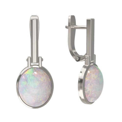 Серьги из серебра 925 пробы с искусственным опалом