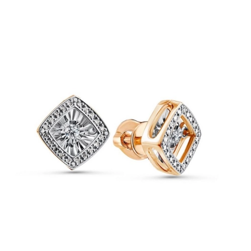 Серьги пусеты из золота 585 пробы с бриллиантами