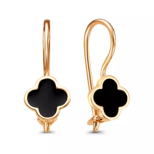 Серьги петельки  из серебра 925 пробы с позолотой, с эмалью