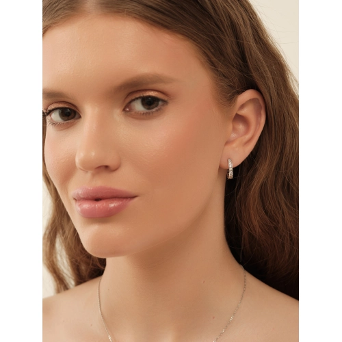 Серьги из белого золота 585 пробы с фианитами