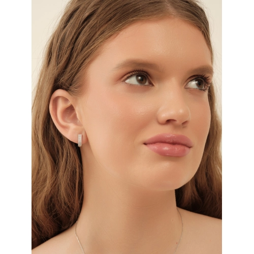 Серьги из белого золота 585 пробы с фианитами