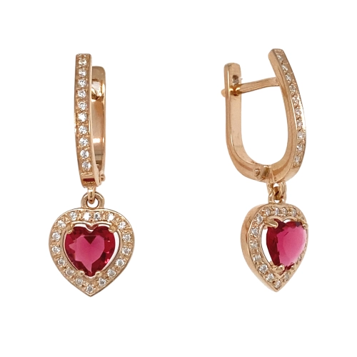 Серьги из серебра 925 пробы с позолотой, с цветными фианитами