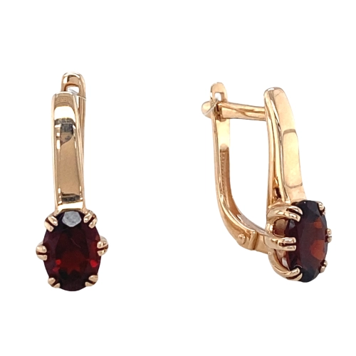 Серьги из золота 585 пробы с гранатом