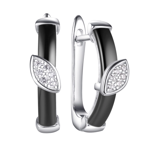Серьги из серебра 925 пробы с керамикой и фианитами