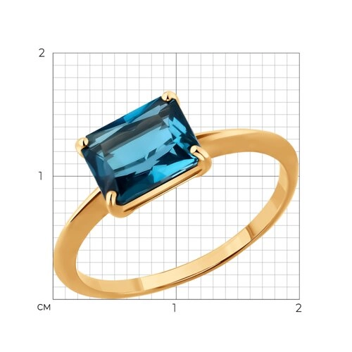 Кольцо из золота 585 пробы с топазом London Blue