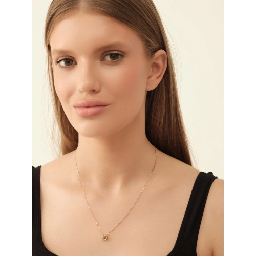 Подвеска бегунок из золота 585 пробы с изумрудом