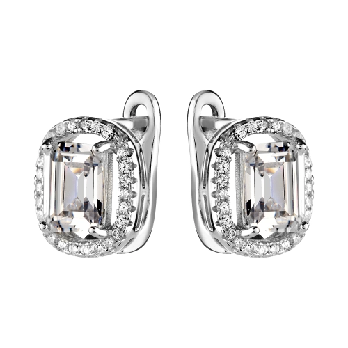 Серьги из серебра 925 пробы с цирконами
