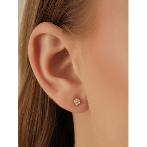 Моносерьга пусета из золота 585 пробы с фианитом