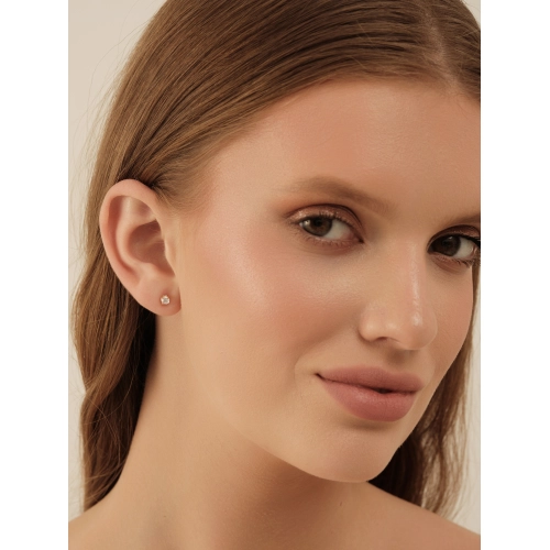 Серьги пусеты из золота 585 пробы с фианитами