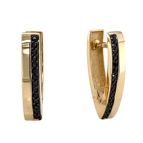 Серьги из желтого золота 585 пробы с цветными фианитами