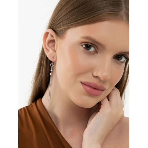 Серьги продевки из серебра 925 пробы с фианитами