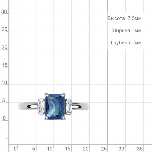 Кольцо из серебра 925 пробы с искусственным топазом ЛОНДОН и фианитами
